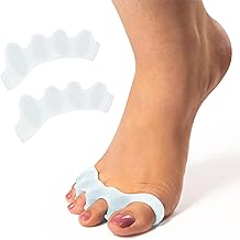 Frido Orthotics Toe Separator | Ergonomic Gel Toe Straightener for Bunion Relief | Toe Corrector for Women & Men | Foot Alignment Spacer for Overlapping Toes & Foot Pain (White, Size - S), Pair of 1