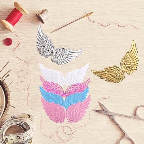 Miniatura 4 de 20 parches de alas de ángel de tela en relieve, apliques para coser en parche bordado para manualidades, decoración de accesorios para el cabello