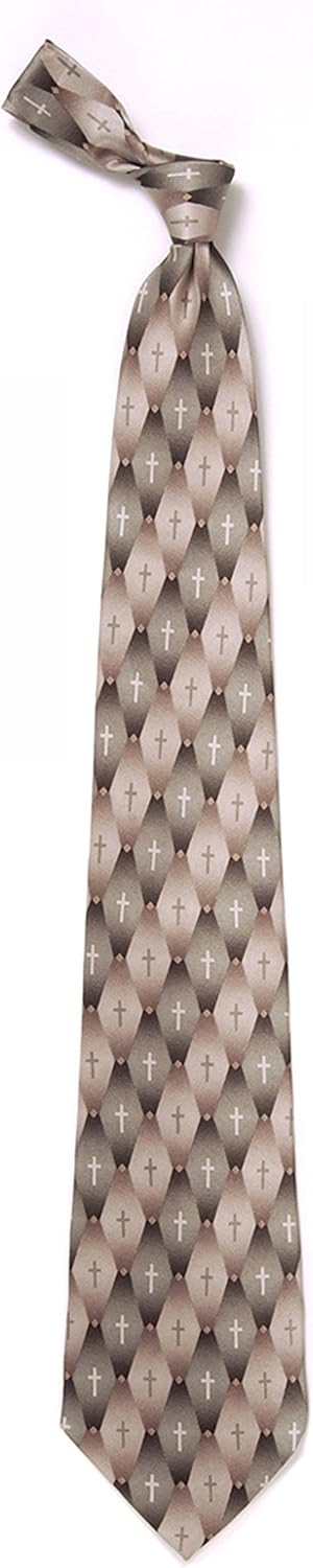 Eagles Wings Men's Finely Crafted Inspirational Necktie - Gradient Pattern Cross-Khaki