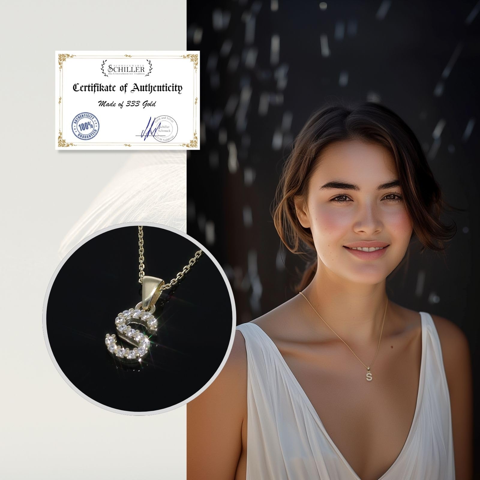 LillyMarie Buchstaben Kette Gold 333 Personalisierte Halskette mit Initial Anhänger Alphabet A-Z Buchstabenkette Damen Namenskette Geschenk für Frauen Weihnachten Geburtstag Valentinstag