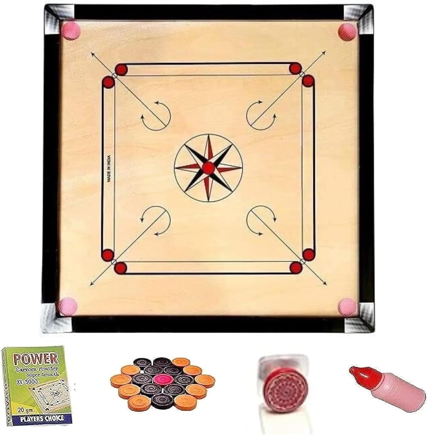 JTC Carrom Board 32 Inch Full Size Matte Finish for Kids Men Women Adults Serious Professional Made of Assam Plywood Carrom Board Best Smooth (32 X 32 INCH)