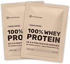 HealthifyMe 100% Whey Protein Isolate & Concentrate- Pack of 2 x 33 Gms/Pack (Coffee) | 25.5 g Protein, 5.6 g BCAA, Single Serve Sachets For Muscle Support & Recovery | Sample/Trial/Travel Pack