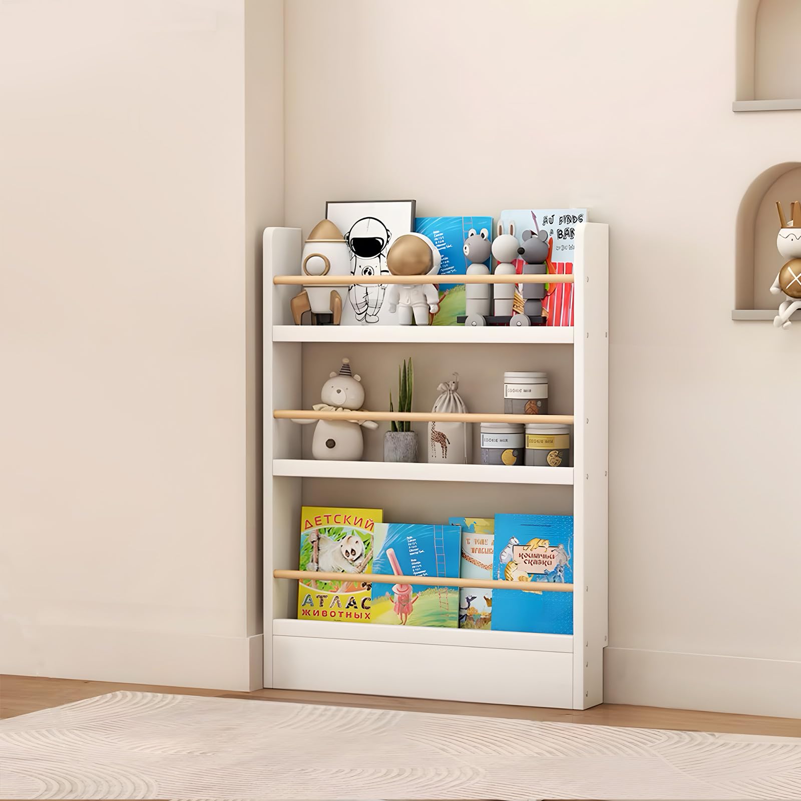 JFOZDM Estanterias para Libros, Libreria Estanteria, Biblioteca Infantil, Mueble Estanteria, Antivuelco/Ahorro de Espacio/fácil de Montar, Estanteria Detrás Puerta para Salon/Dormitorio/Oficina