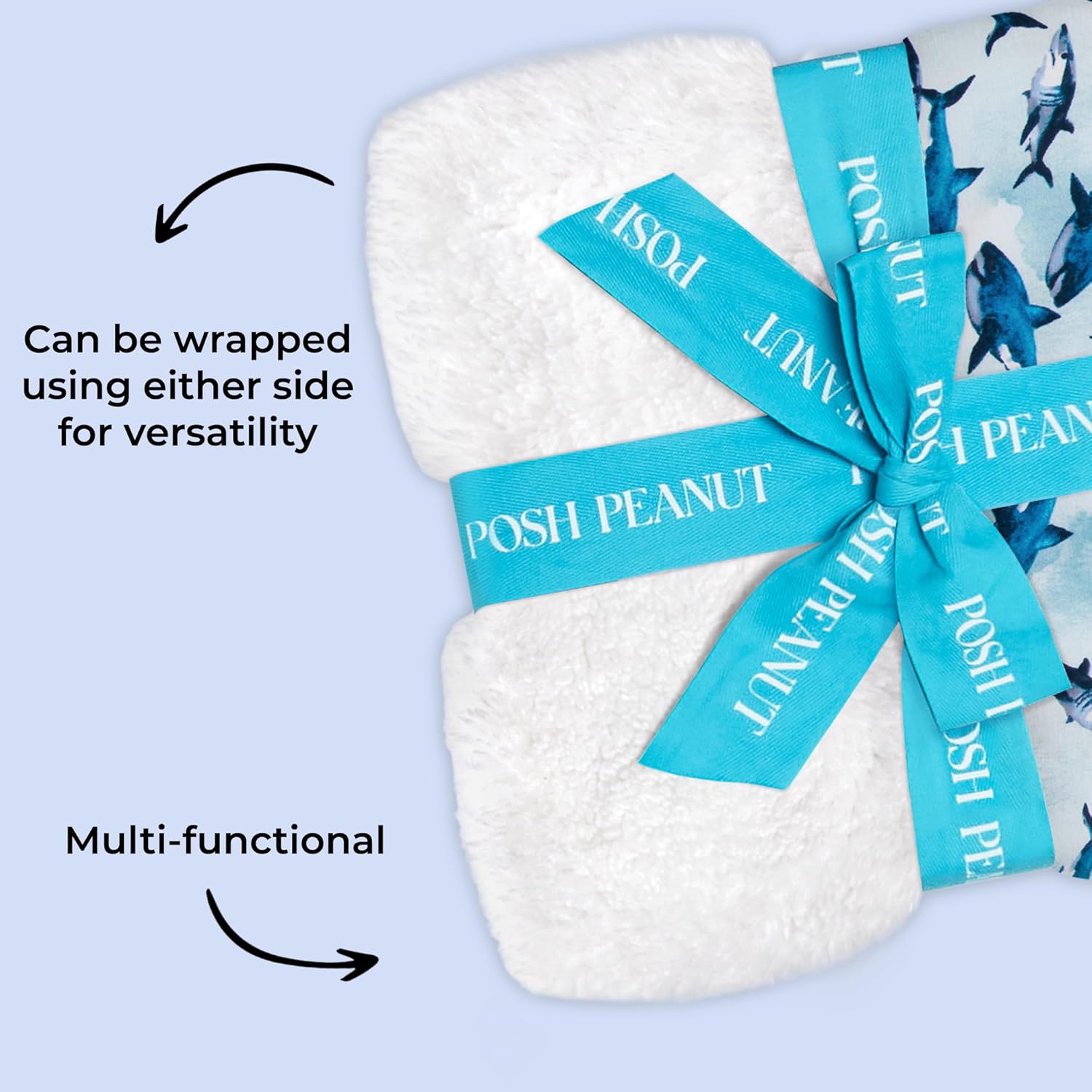 Posh Peanut Super Soft Baby Blankets for Boys, Girls & Newborns - Plush Patoo Stroller Blanket in Viscose from Bamboo (40" x 40") Sharks