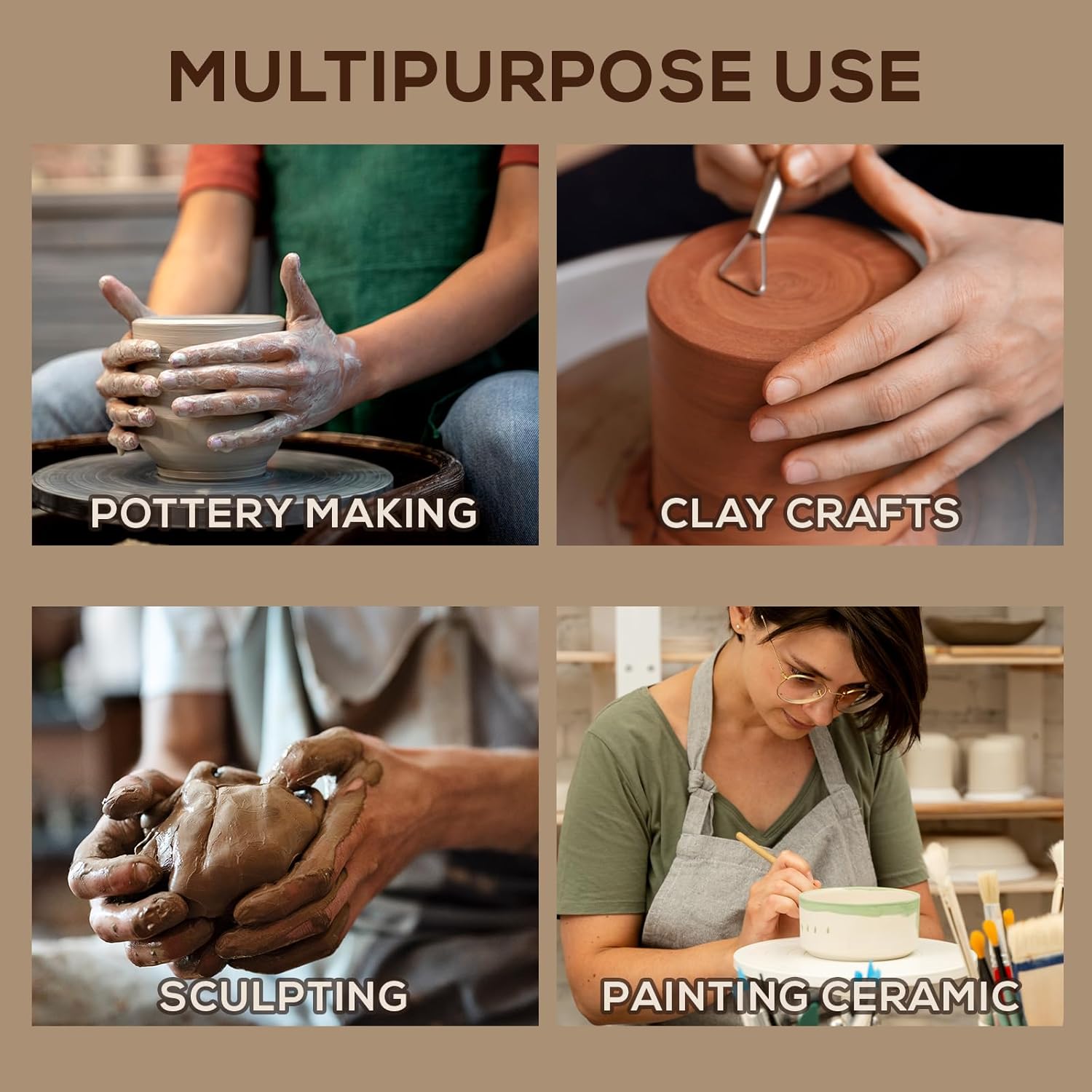 Falling In Art 7 Inch Pottery Wheel for Adults, Heavy Duty Metal Pottery Decorating Banding Wheel