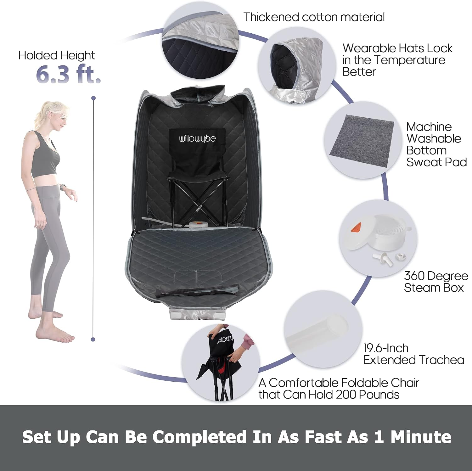 Portable Sauna for Home Spa with Bluetooth and Infrared Control, an Indoor Or Outdoor Sauna Sweat Tent, Body Steamer, Portable Chair, Sauna Bag, Personal Steam Sauna | FCC Certified