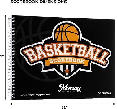 Murray Sporting Goods Basketball Scorebook - 35 Games Score Book Side by Side Score Keeping Book for Stats | Basketball Stat Tracking Book