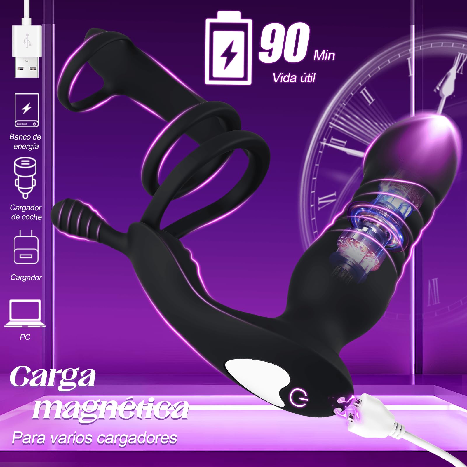 Vibradores Anales para Hombres Anillo Pene Estimulador Prostata | 10 Modos Telescópicos & Vibración Dilatador Vibrador Plug Anal con Vibración Consoladores Próstata Juguetes Sexuales Hombre
