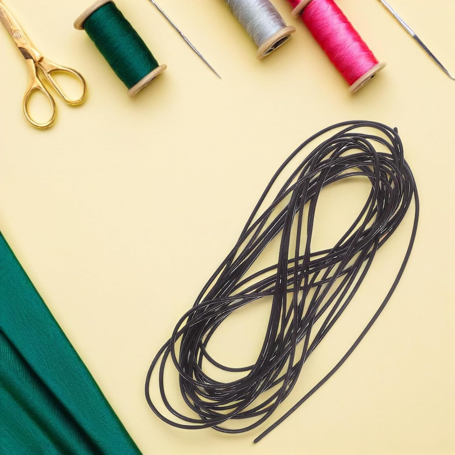 Cabilock Deep Coffee 1.5mm Leather String Cord for Jewelry Making, 5 Yards Cowhide Necklace Rope Beading Thread for Bracelet Crafting and Necklace DIY