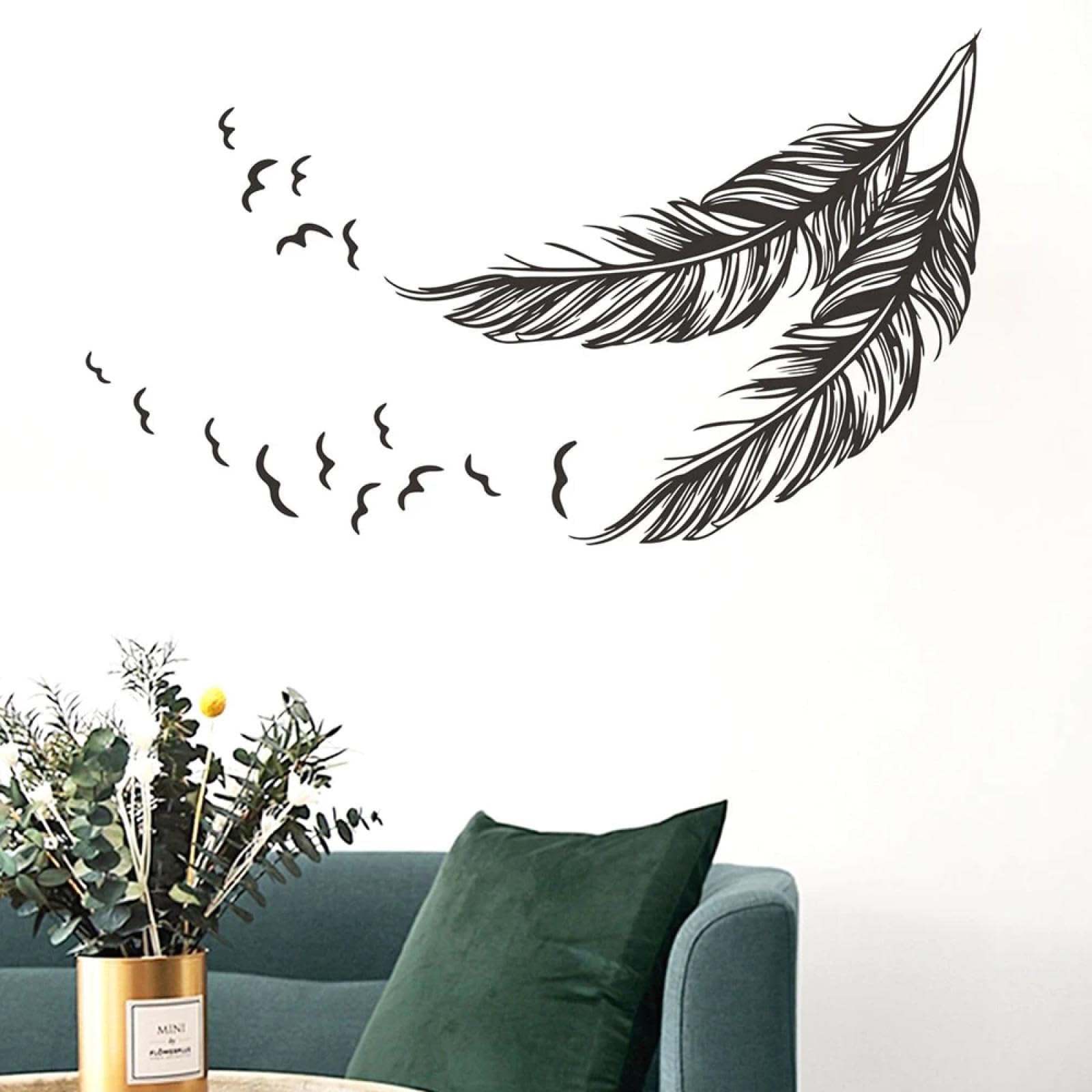 WEIMEIJIE Beautiful Feather Bird wall Stickers for Baby Nurseries, Children's Rooms, Animal Feather wall Stickers, playroom Art Decals