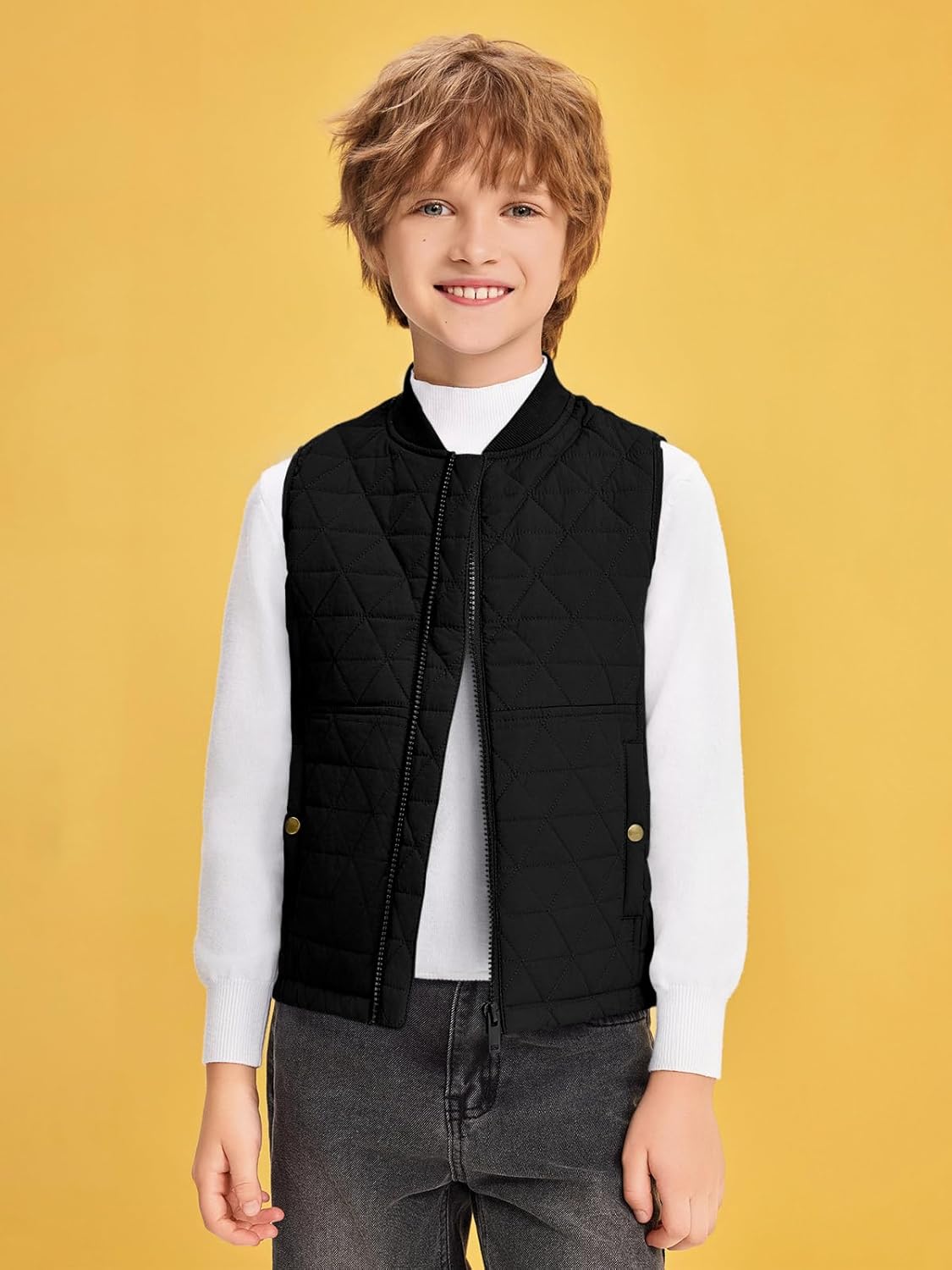 Haloumoning Boys Zip Up Puffer Vest Kids Lightweight Quilted Sleeveless Jackets Outerwear with Pockets 4-14 Years - Image 2