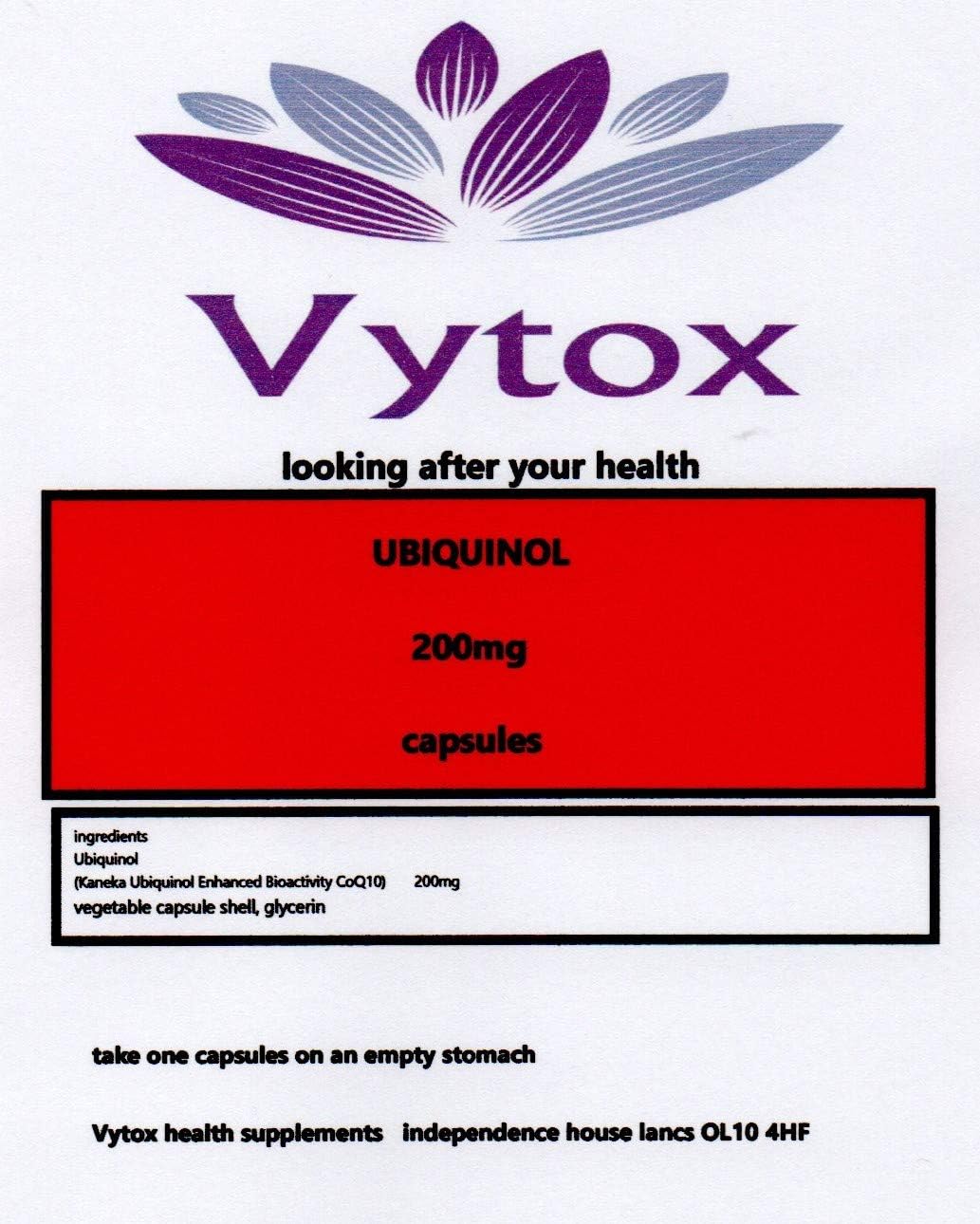 UBIQUINOL (200MG) 120 Soft GELS, by vytox, Vegetarian