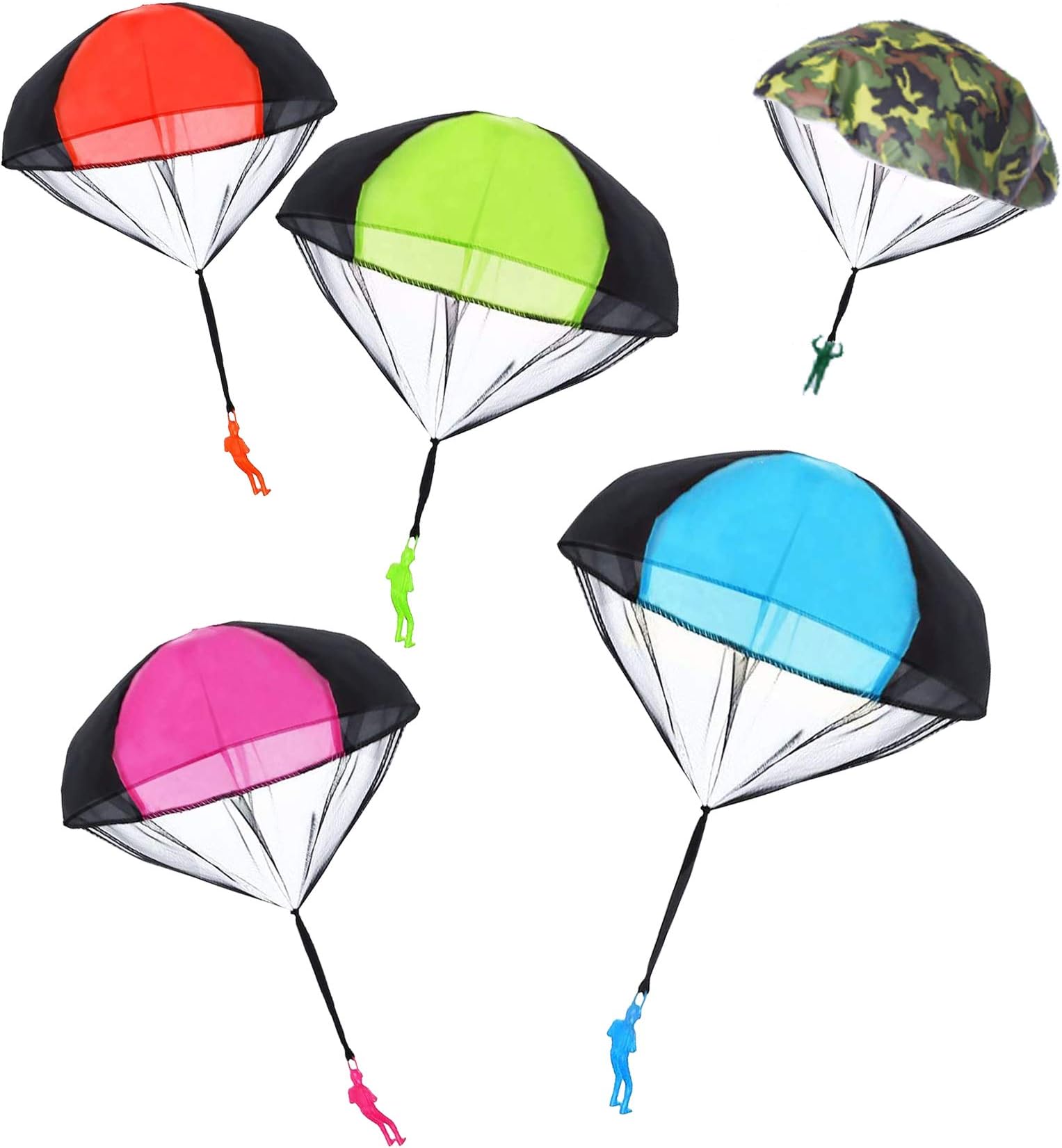 NANASO 5 Pcs Parachute Toy,No Tangle Throw Throwing Parachute Men,Outdoor Children'S Paratrooper Toy,Hand Throw Parachute Army Man