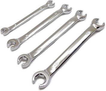 Flare Nut Wrench Set, Glasses Wrench for Brake Pipes, Double Ended Spanner, Flare Wrench, 0.2 x 0.3 x 0.4 inches 6 x 8 mm, 9 x 11 mm, 10 x 12 mm, 13 x 14 mm