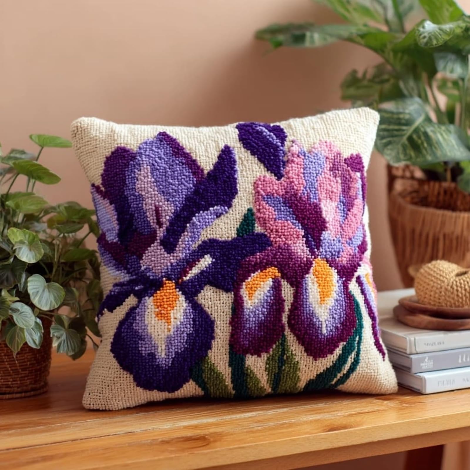 WallustrioaW Pre Printed Pattern DIY Latch Hook Kits,Beautiful iris