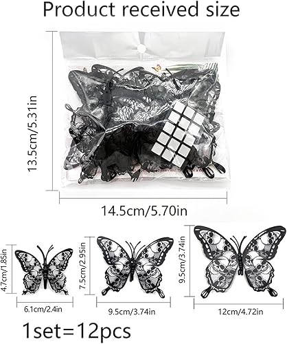Miniatura 5 de 12 calcomanías de pared 3D de Halloween, diseño de calavera de mariposa malvada, despegar y pegar, decoración de pared blanca y negra para escuela,