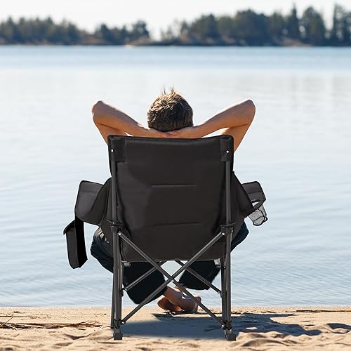 Miniatura 7 de Oversized Rocking Camping Chair with Headrest & Cup Holder - 400lbs Capacity, 600D Oxford Fabric, Easy Fold Portable Outdoor Rocker Chair for