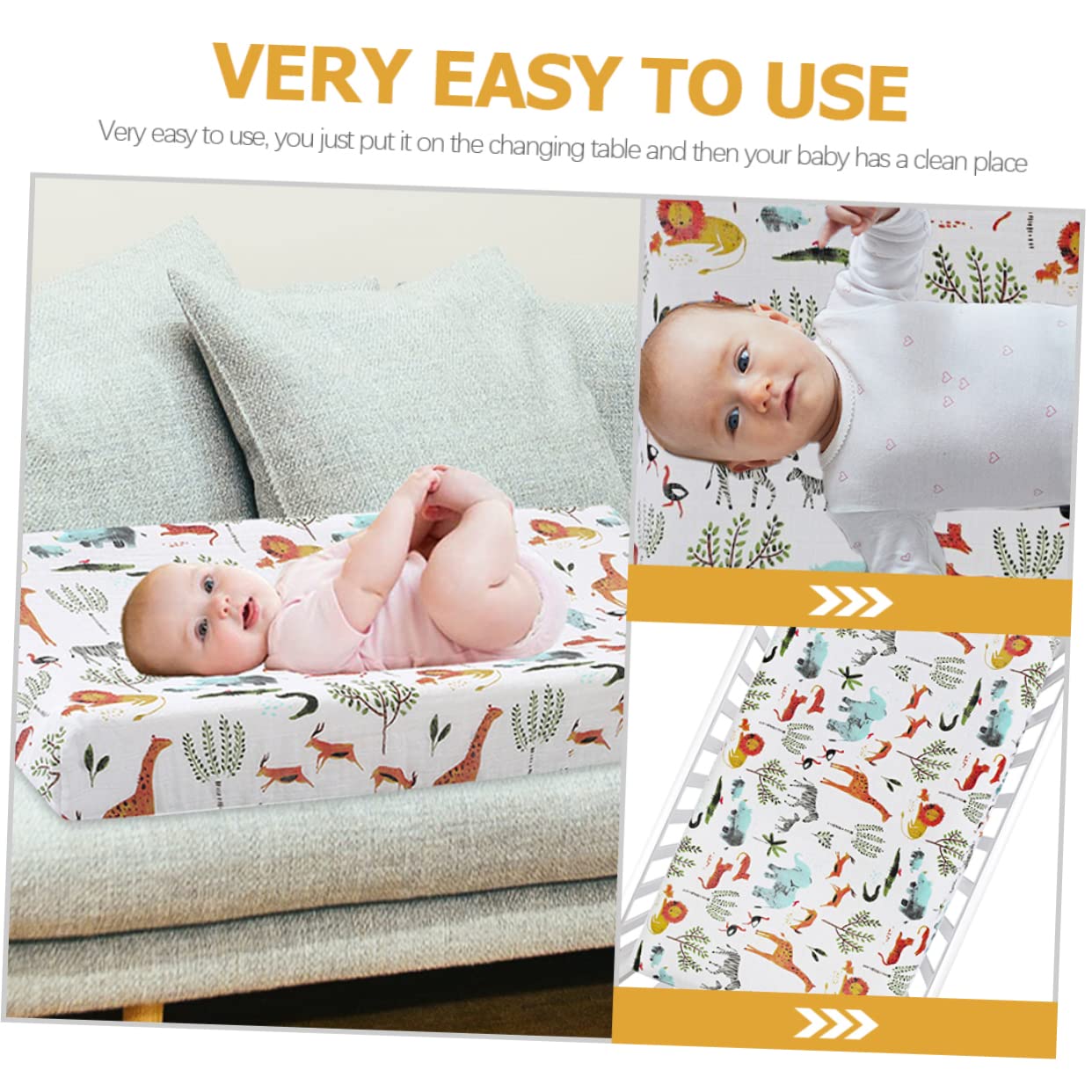 Toyvian 4piezas Cubierta De Colchón Cambiador De para Bebés Funda De Cambiador De Mesa Diseño De Animales del Bosque Lavable y Reutilizable