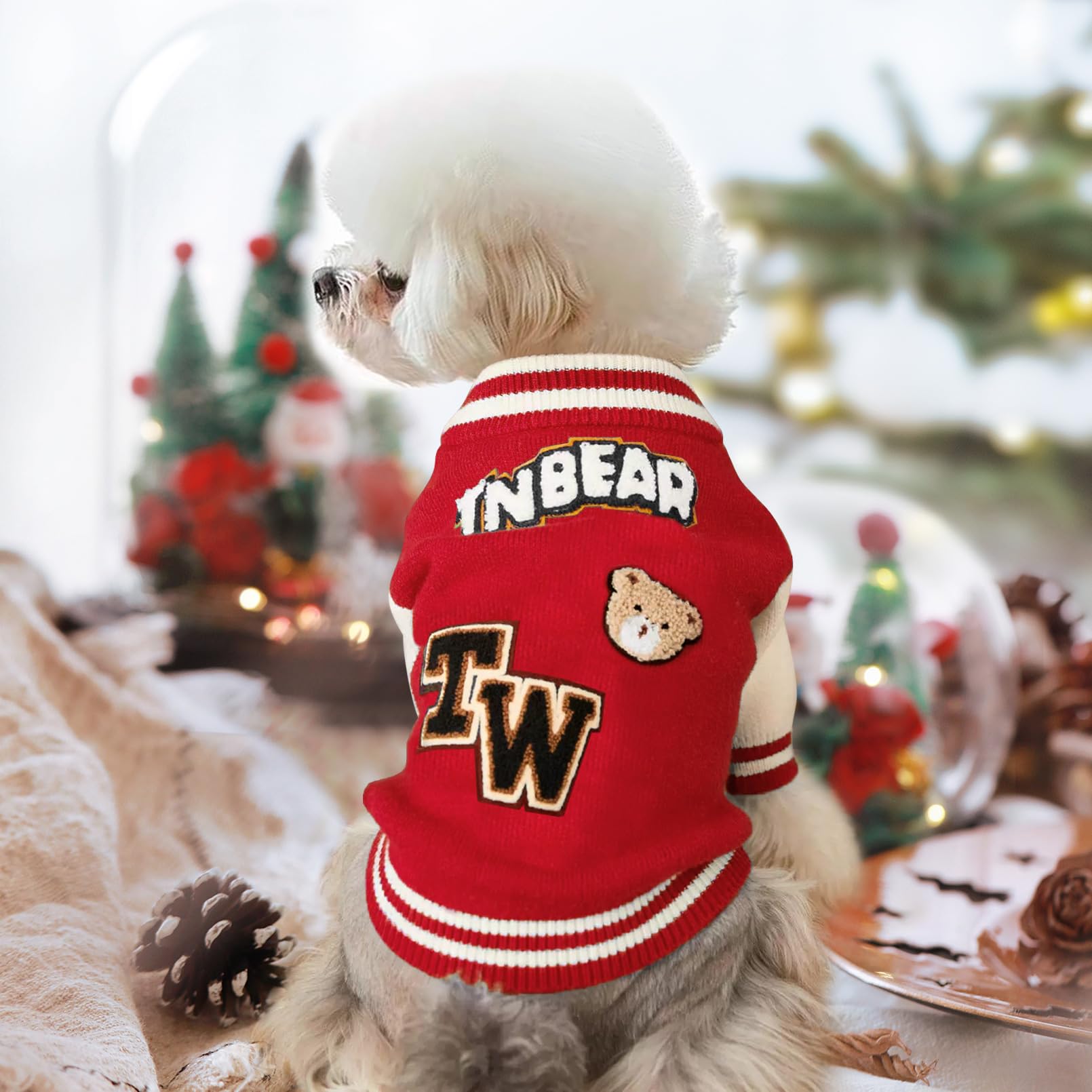 Kleiner Hundepullover, warmer Haustierpullover, niedlicher gestrickter klassischer Hundepullover für kleine Hunde, Katzenpullover, Hunde-Sweatshirt, Kleidung, Mantel, Bekleidung (L)