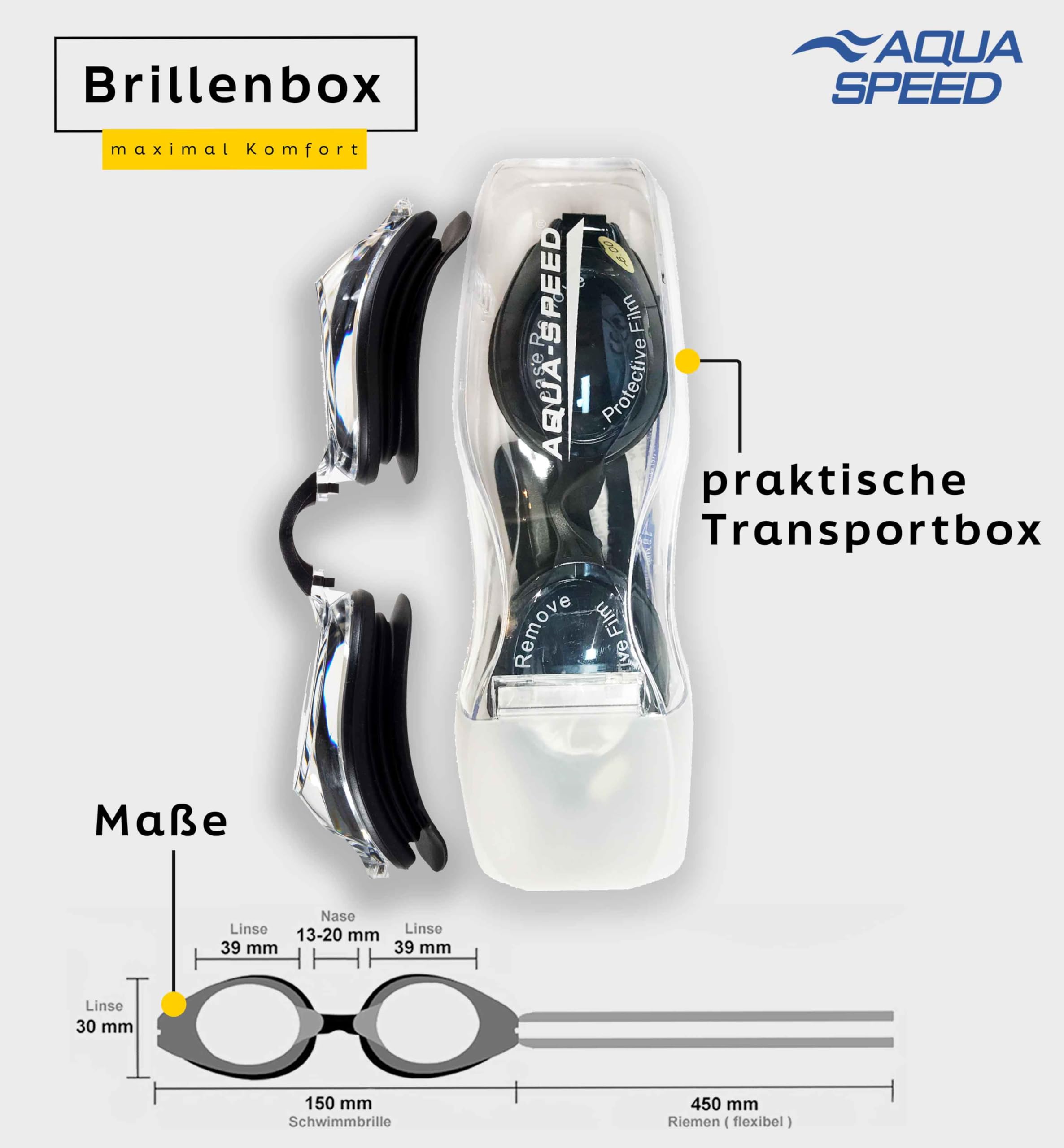 Aqua Speed ® Lumina, Lunettes de Natation avec dioptries de -1,5 à -8,0 / UVA/UVB de 100%