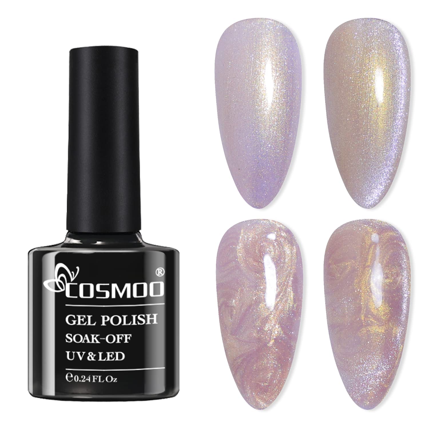 COSMOOPearl 9D Cat Eye Gel Nail Polish Shell Magnetic Gel Polish Shell Thread Gel Drawing Mermaid Gel Nail Polish (Pearl Cat Eye Gel Polish-06)