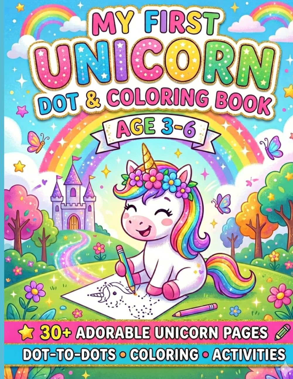 My First Unicorn Dot & Coloring Book: Easy Dot-to-Dot Puzzles and Cute Unicorn Coloring Pages