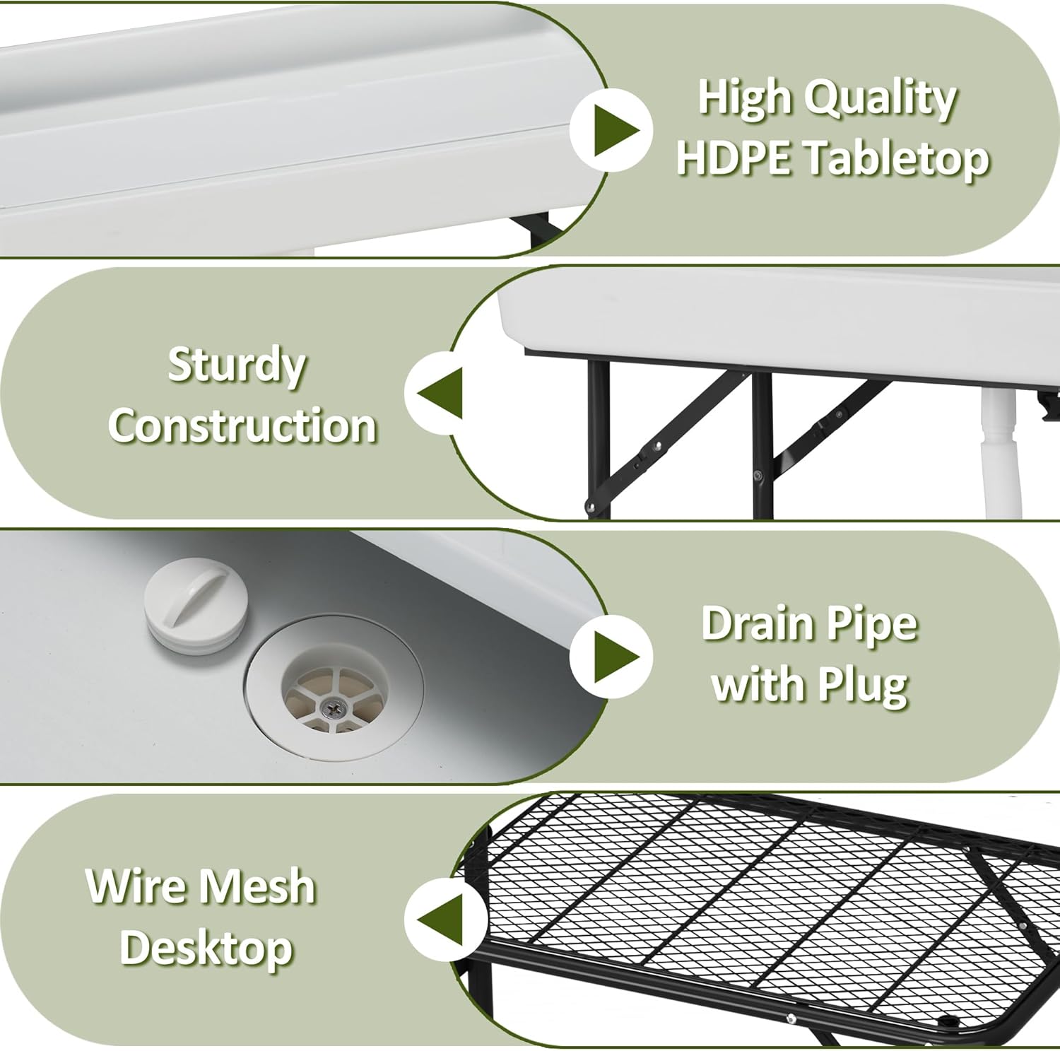 Dragosum Outdoor Ice Cooler Table with Metal Side Desktop, Folding Ice Table with Mesh Desktop, Portable Bar Drink Cooler Desk‌ with Skirt for Camping, Picnic, BBQ, Party (Black)