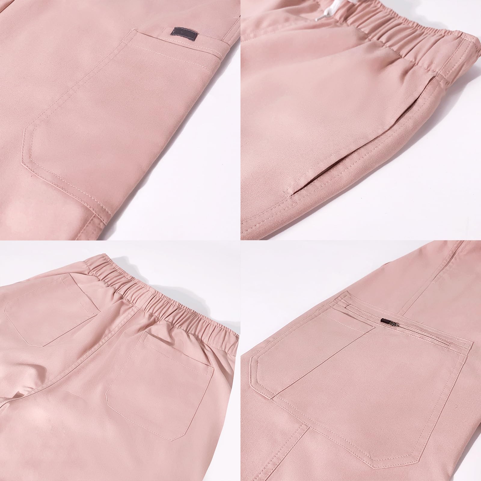 Divisa Sanitaria Donna con 8 Tasche, Top Scollo V & Pantaloni Divise Scrub da Infermiera Set Uniforme per Medici, Infermieri, Veterinari, Dentisti