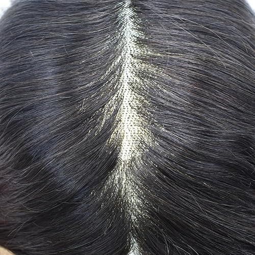 Miniatura 7 de Toupee For Men Human Hair Piece Replacement System Durable Fine Mono Hair System For Men Hairpieces Protesis Capilar Para Hombre 7''X10'' #1B Off