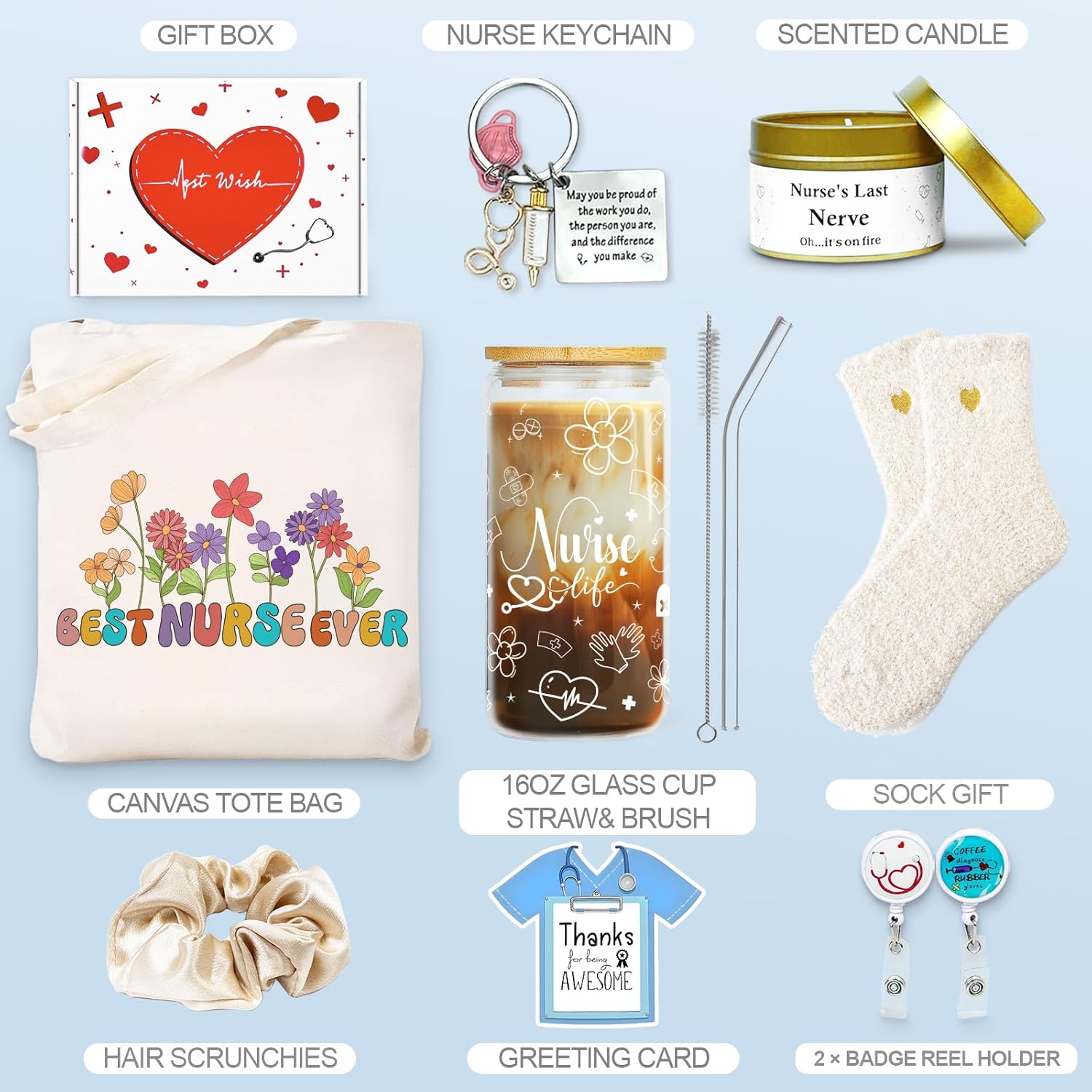 Nurse Gifts for Women, Nurses Week Gift, Nurse Appreciation Gift, Practitioner Gifts for Nurses, Nursing School Essentials with 16oz Glass Cup - Image 2