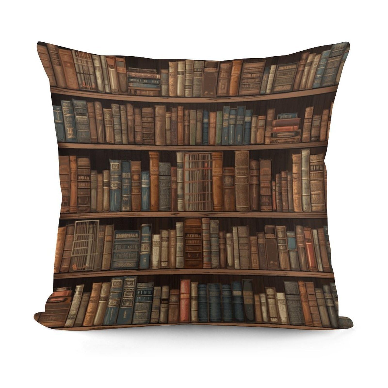 VstaDank Library Bookshelf Book Throw Pillow Cover Soft Square Cushion Cover Art Artwork Pillow Covers Mordern Couch Pillow Covers Decorative Cushion Case for Chair Couch Bedroom Living Room