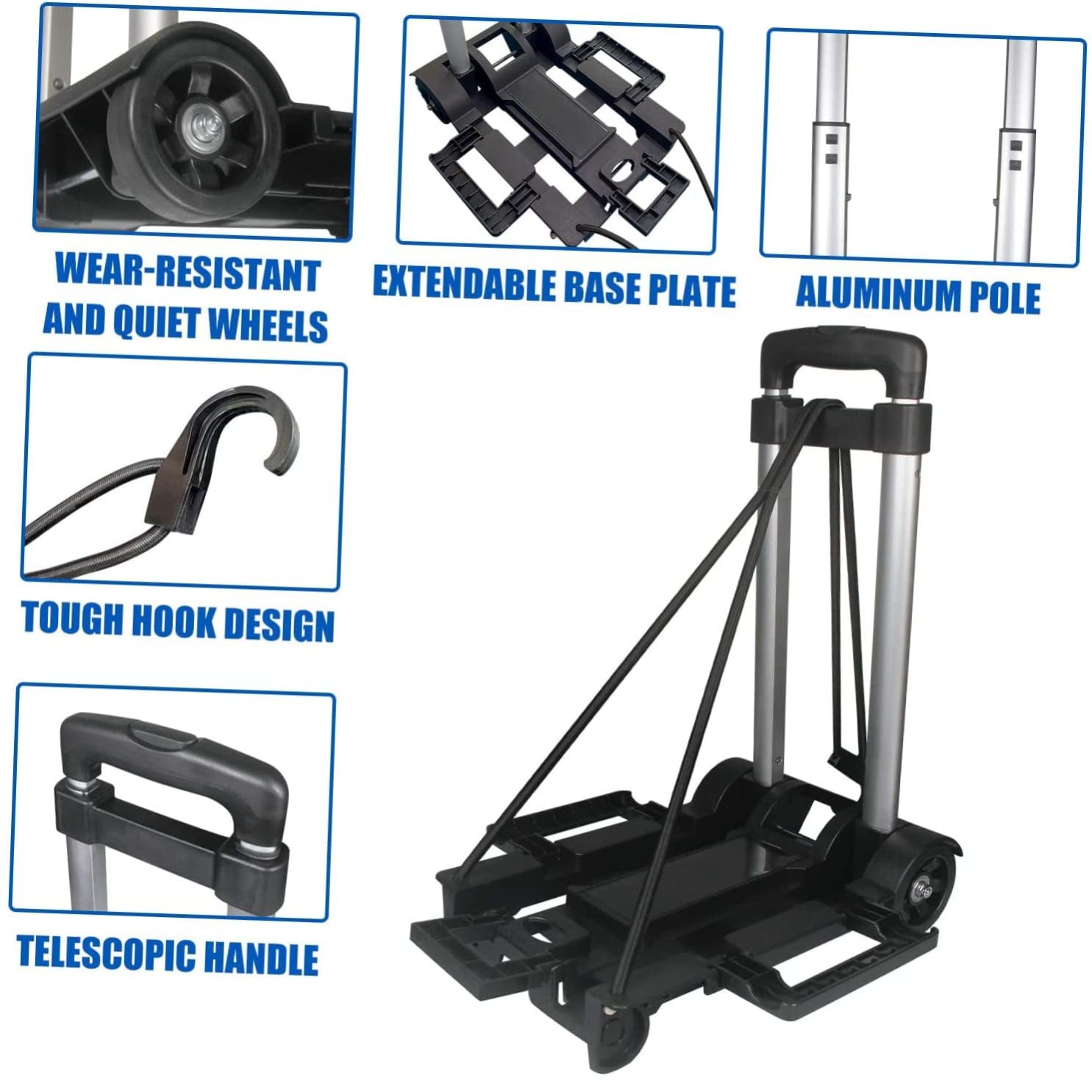 Hemobllo Carrito Plegable De Equipaje Ruedas para Camping y Viajes Ligero y Portátil para Uso Interior y Exterior