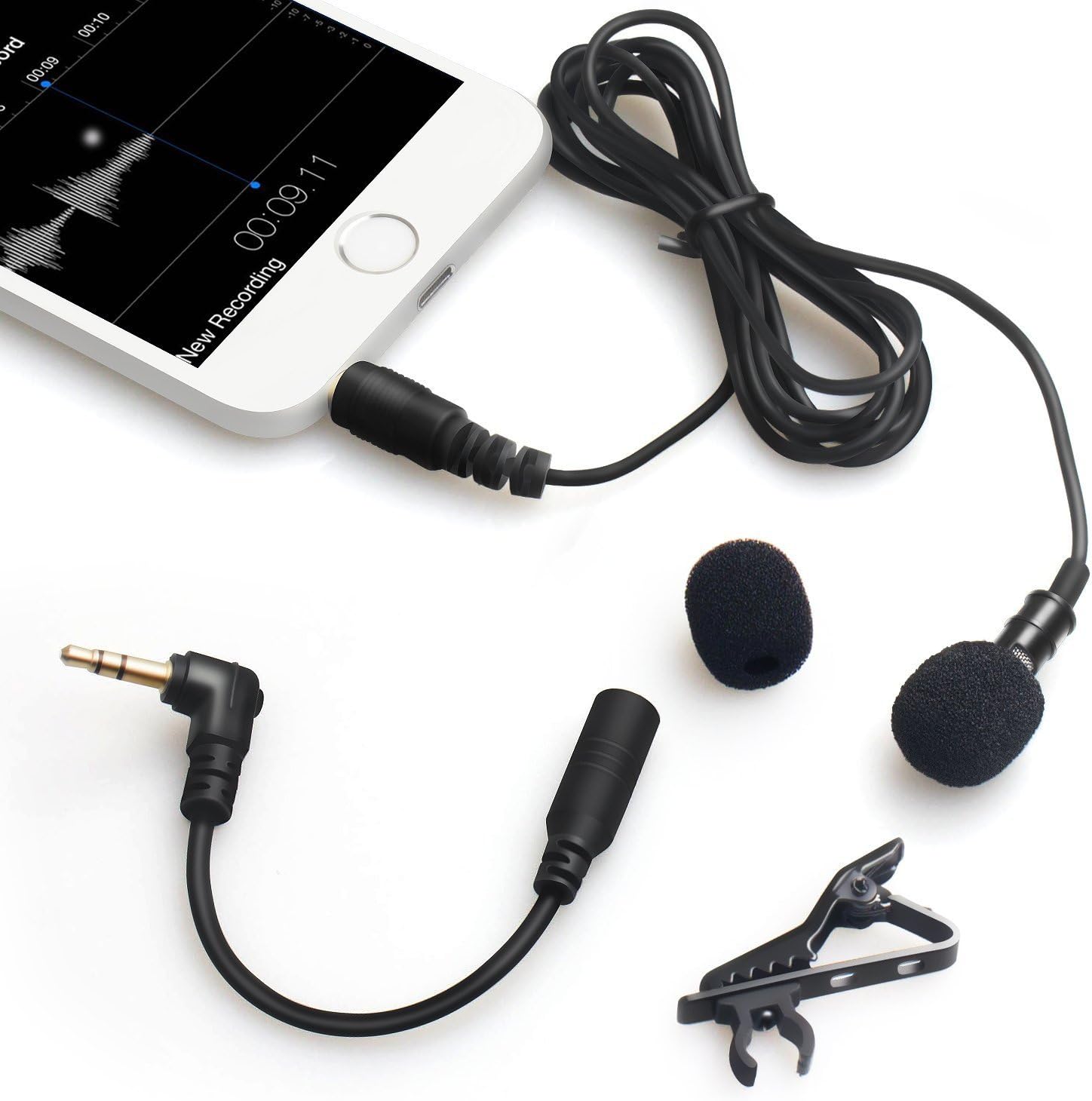 IMDEN Lavalier Microphone, Omnidirectional Lapel Microphone for iPhone, iPad, Android and Windows Smartphones, Clip On Mic Condenser for Recording