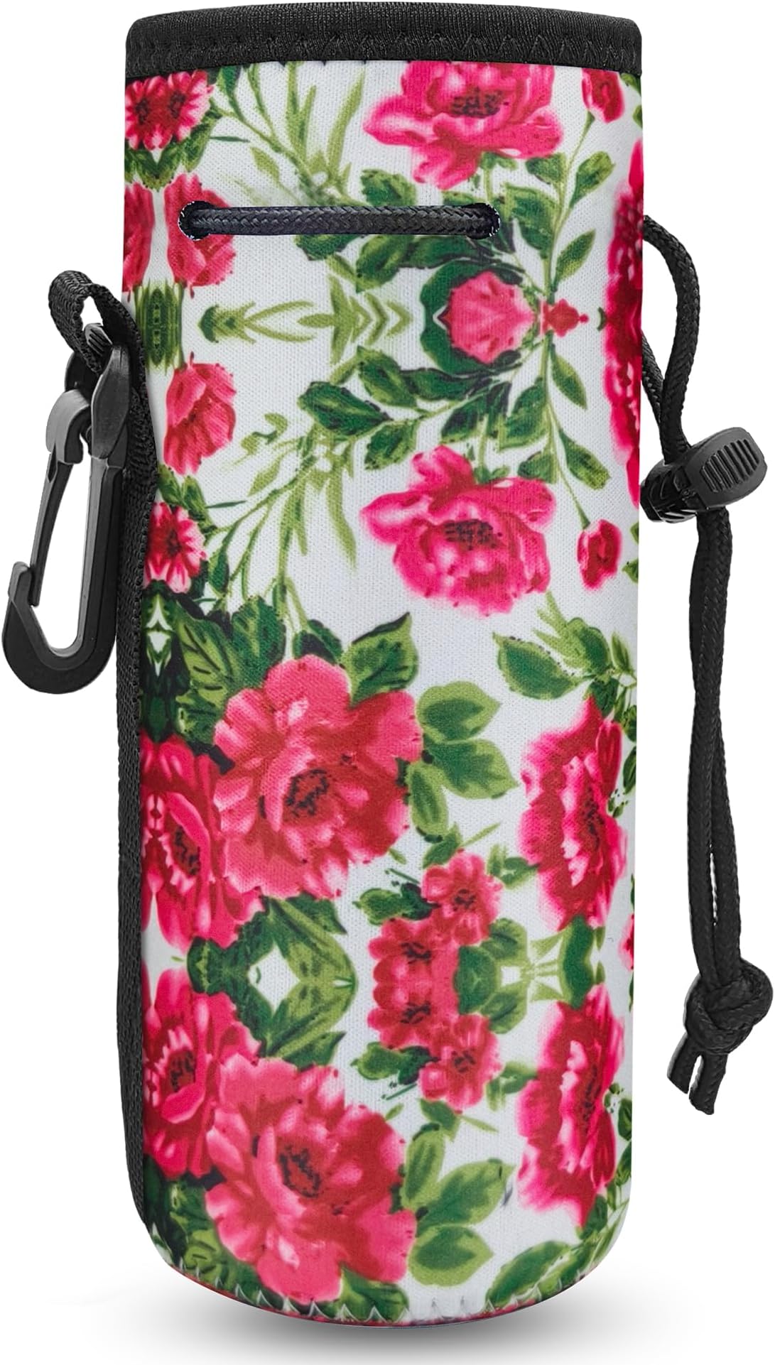 Water Bottle Carrier,Insulated Neoprene Water Gym Travel bottle Holder Bag Protector Sleeve Case Pouch Cover 0.6L or 0.75L, Great for Stainless Steel Bottles (Flower)