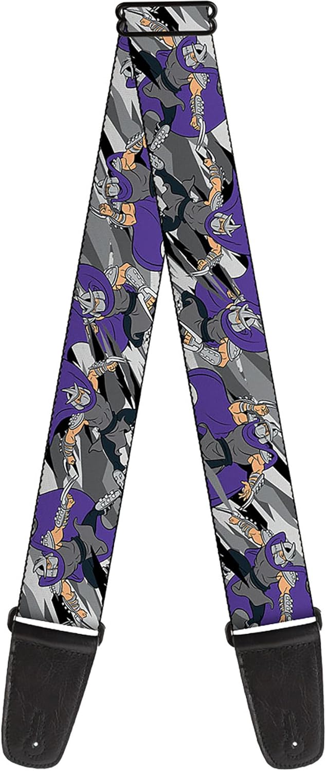 Buckle-Down Nickelodeon Guitar Strap, Teenage Mutant Ninja Turtles Shredder Poses Grays Purple, 2 Inches Wide