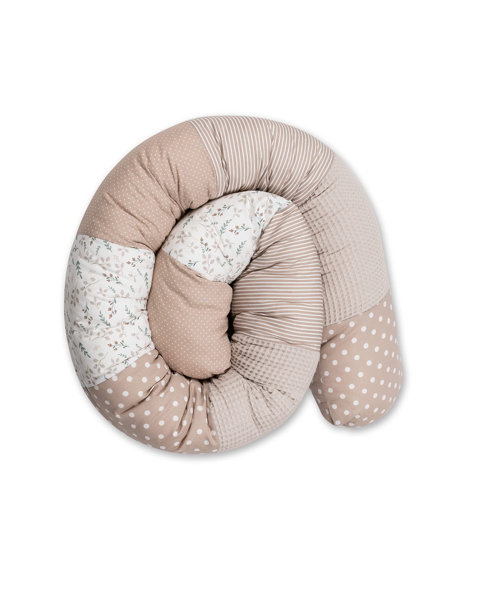 ULLENBOOM ® Baby Kuschelschlange 200x13 cm Sandblume (Made in EU) - Kuschelschnecke in vielen Farben und Größen, Bezug: 100% Oeko TEX Baumwolle, Kopfschutz für Wickeltisch