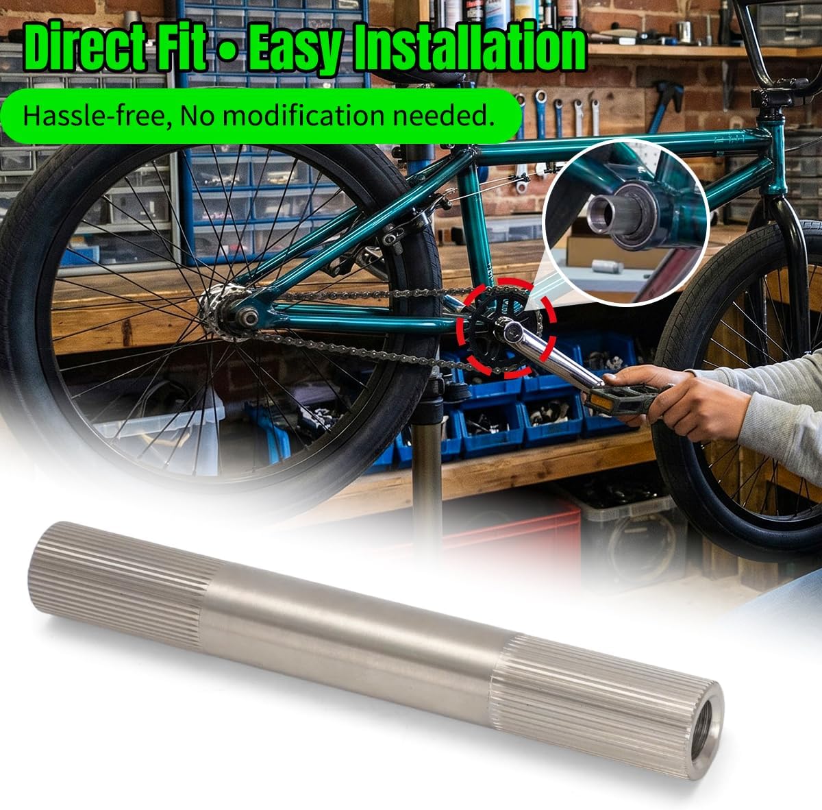BMX Titanium Cranks Spindle 5.625" Length 19mm M12 x 1.25 — Compatible with Profile Racing Cranks