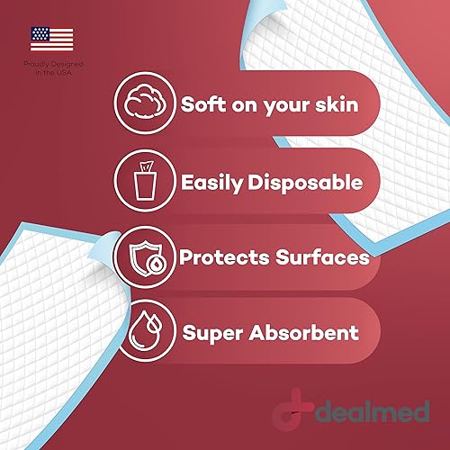 Miniatura 4 de Dealmed Almohadillas desechables  Almohadillas médicas no estériles, relleno de tejido de 2 capas, 24 x 17 pulgadas, azul, 100 unidades, perfectas