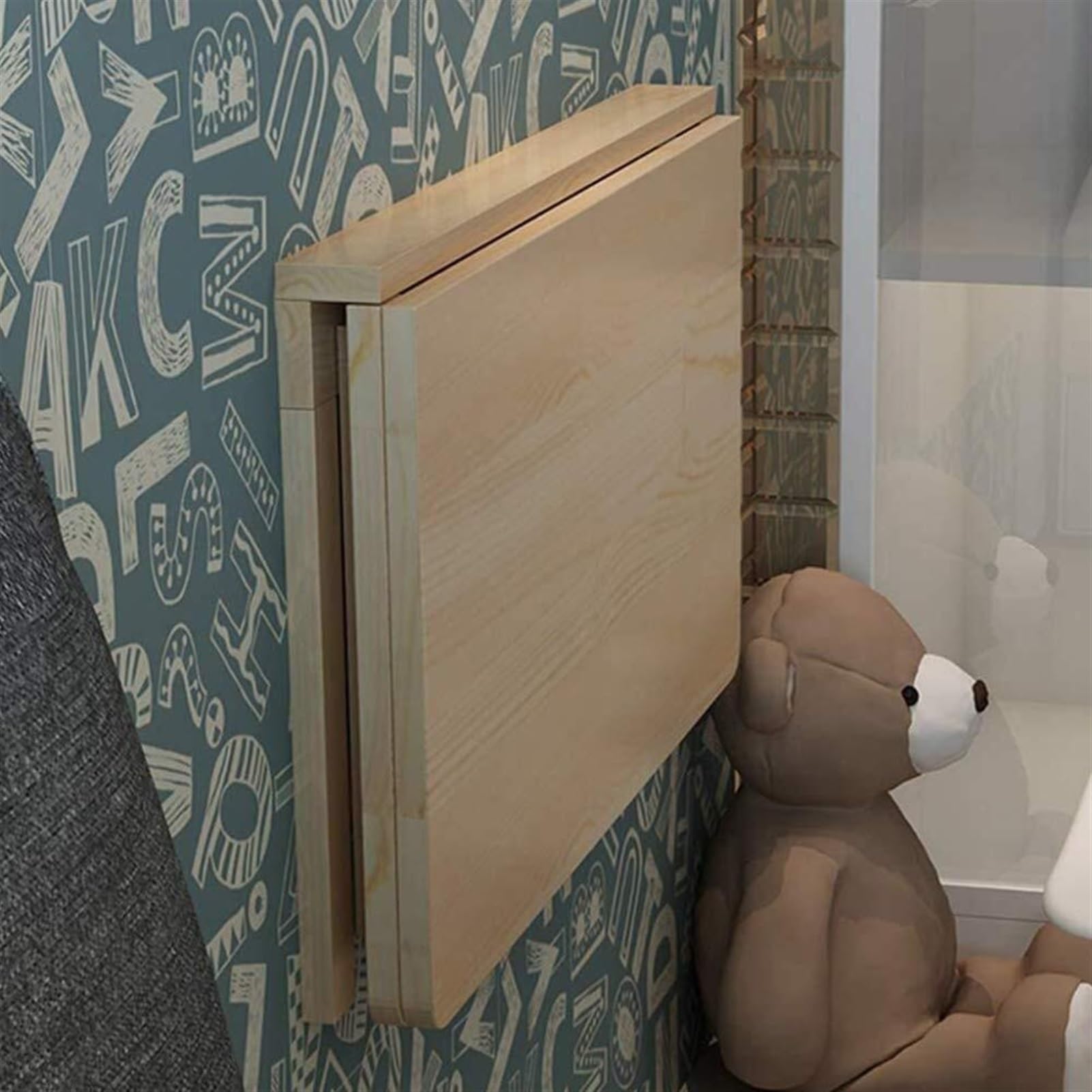 Table murale à abattant en bois massif pour un coin bureau chaleureux