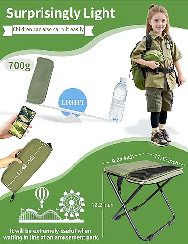 Miniatura 3 de COMELY Silla plegable portátil para exteriores Taburete de camping resistente para adultos, taburetes plegables ultraligeros compactos para pesca,