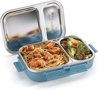 Signoraware Stainless Steel Bento Box Adult Lunch Box for Men, Women, Kids Bento Lunch Box Leakproof Between 2 Compartments Lunch Containers for Adults and Kids School Aqua Blue
