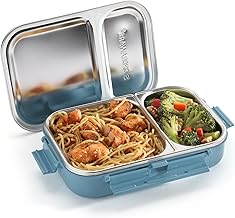 Signoraware Stainless Steel Bento Box -Adult Lunch Box for Men, Women, Kids- Bento Lunch Box Leak Proof Between 2 Compartments- Meal Prep Containers- Lunch Containers for Adults and Kids School Blue