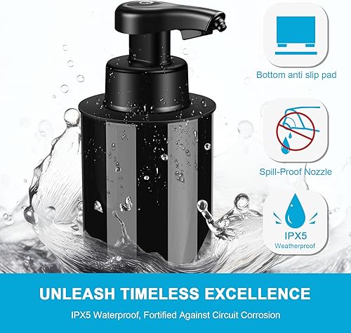 Miniatura 3 de Dispensador automático de jabón espumoso sin contacto manos libres negro moderno sensor eléctrico inteligente diseño sin obstrucciones para cocina y