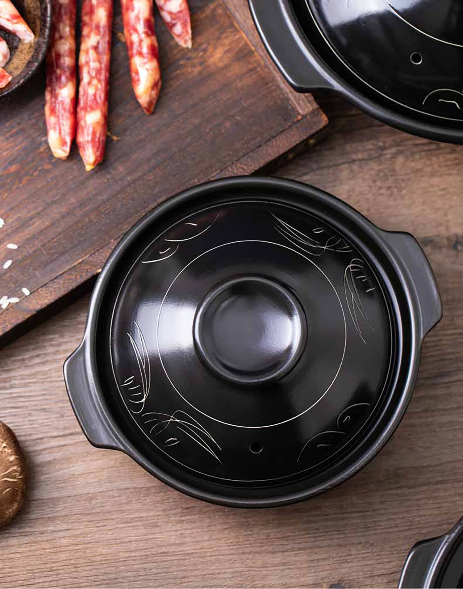 Ceramiczne naczynia do zapiekanek, Odporny na wysoką temperaturę garnek ceramiczny Trwały i łatwy do czyszczenia Kuchenka gazowa użytku domowego Garnek gliniany z otwartym płomieniem(1.5l)