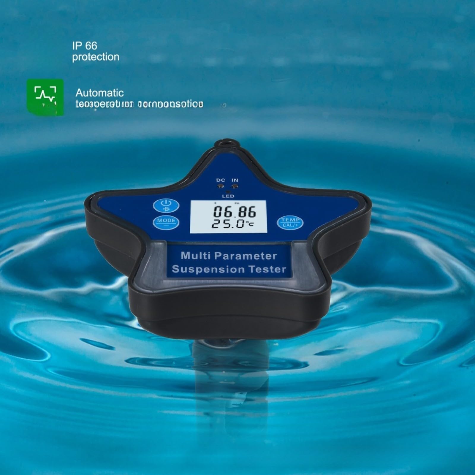 Probador inalámbrico de calidad del agua 9 en 1 para Tuya App Medidor de sal ORP pH con sensores de alta precisión, monitores de dispositivos azules recargables para piscina, acuario, laboratorio