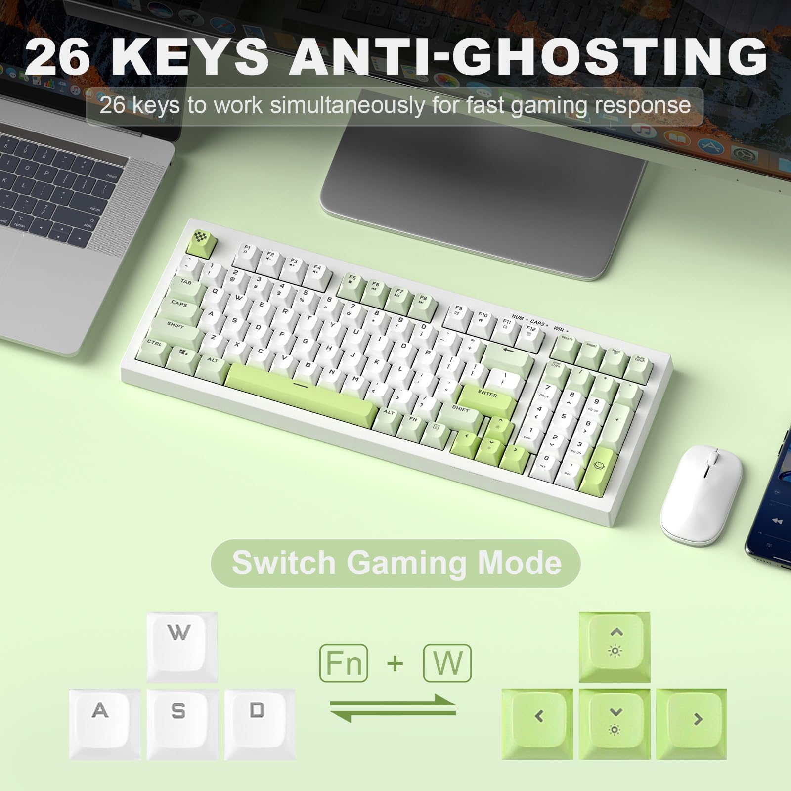 Amazon | YUNZII D98 98キー ゲーミングキーボード メカニカル