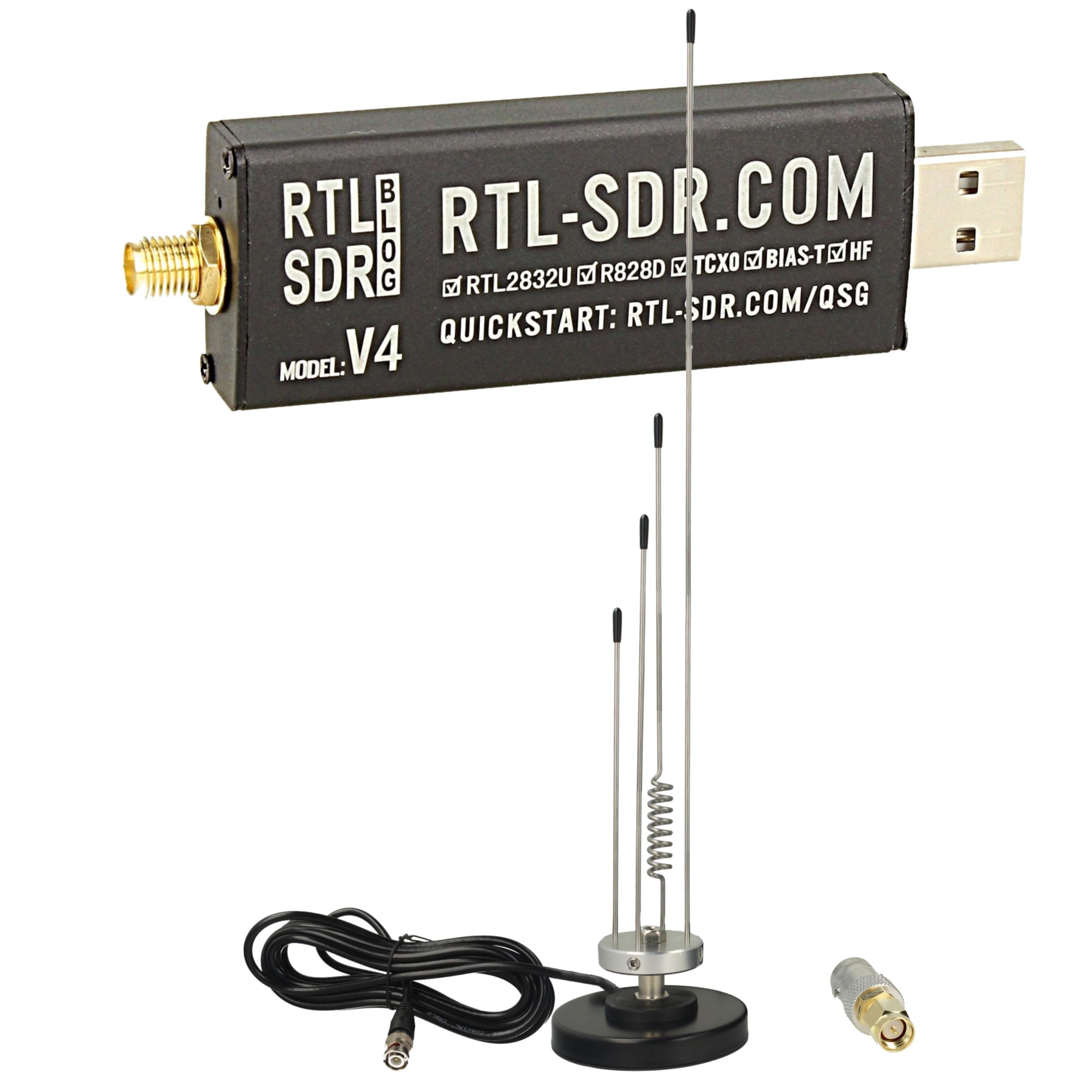RTL-SDR Blog V4 R828D + Antenne SKYSCAN Discone 25-2000 MHz - Kit Complet Réception HF VHF UHF Haut Débit