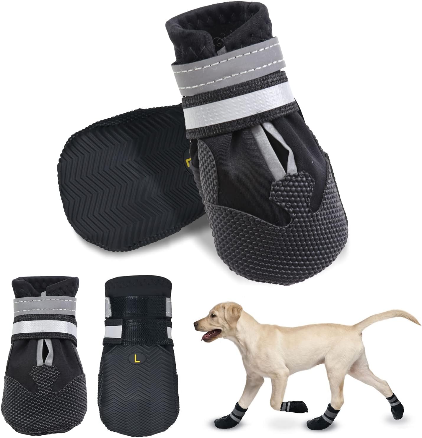 Avvrel Dog Boots for Injured Paws, Set of 4 Dog Shoes Dog Walking Boots