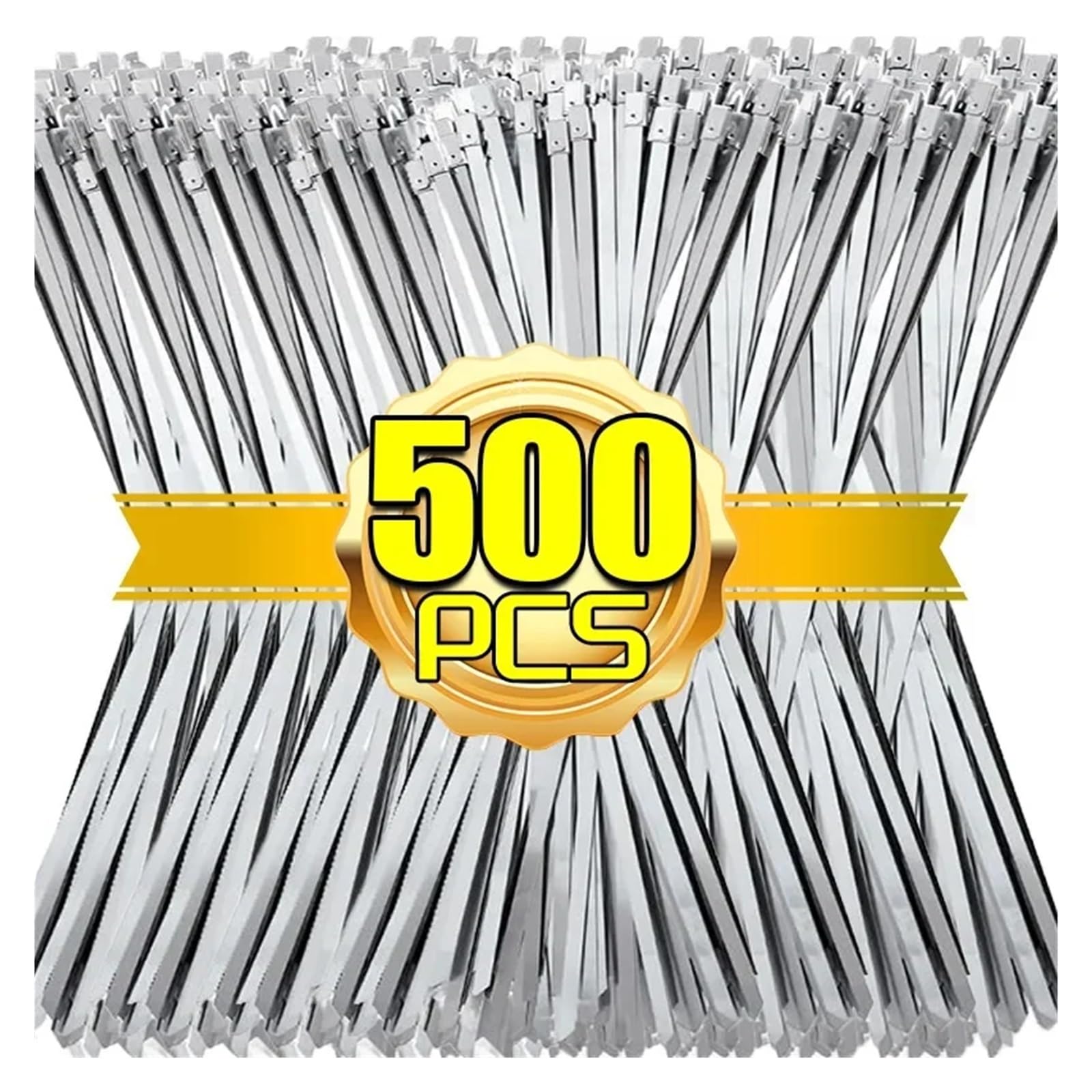 Bridas for cables de acero inoxidable, anillos de sujeción autoblocantes de Metal, Cables resistentes, correa con cremallera, organizador de envoltura de escape(4.6x300mm,300PCS)