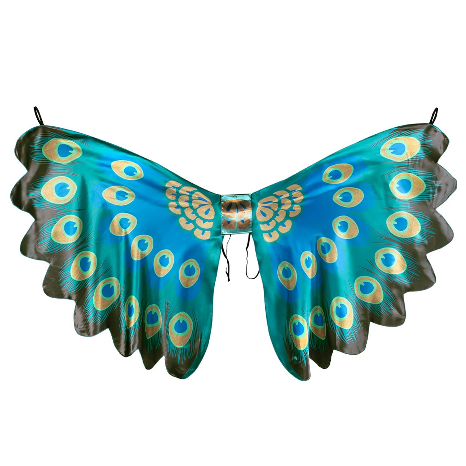 Boland 52876 Peacock Wings, Size 155 x 115 cm, Blue/Turquoise/Gold, Feather Motif, Costume, Carnival, Theme Party